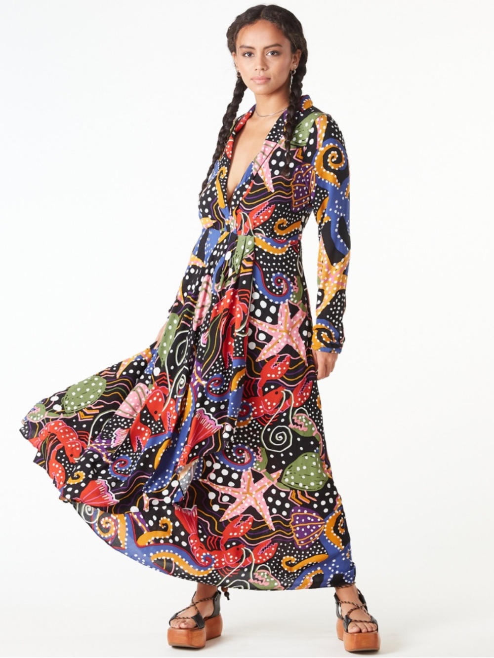 Farm Rio Under The Sea Maxi Dress S
